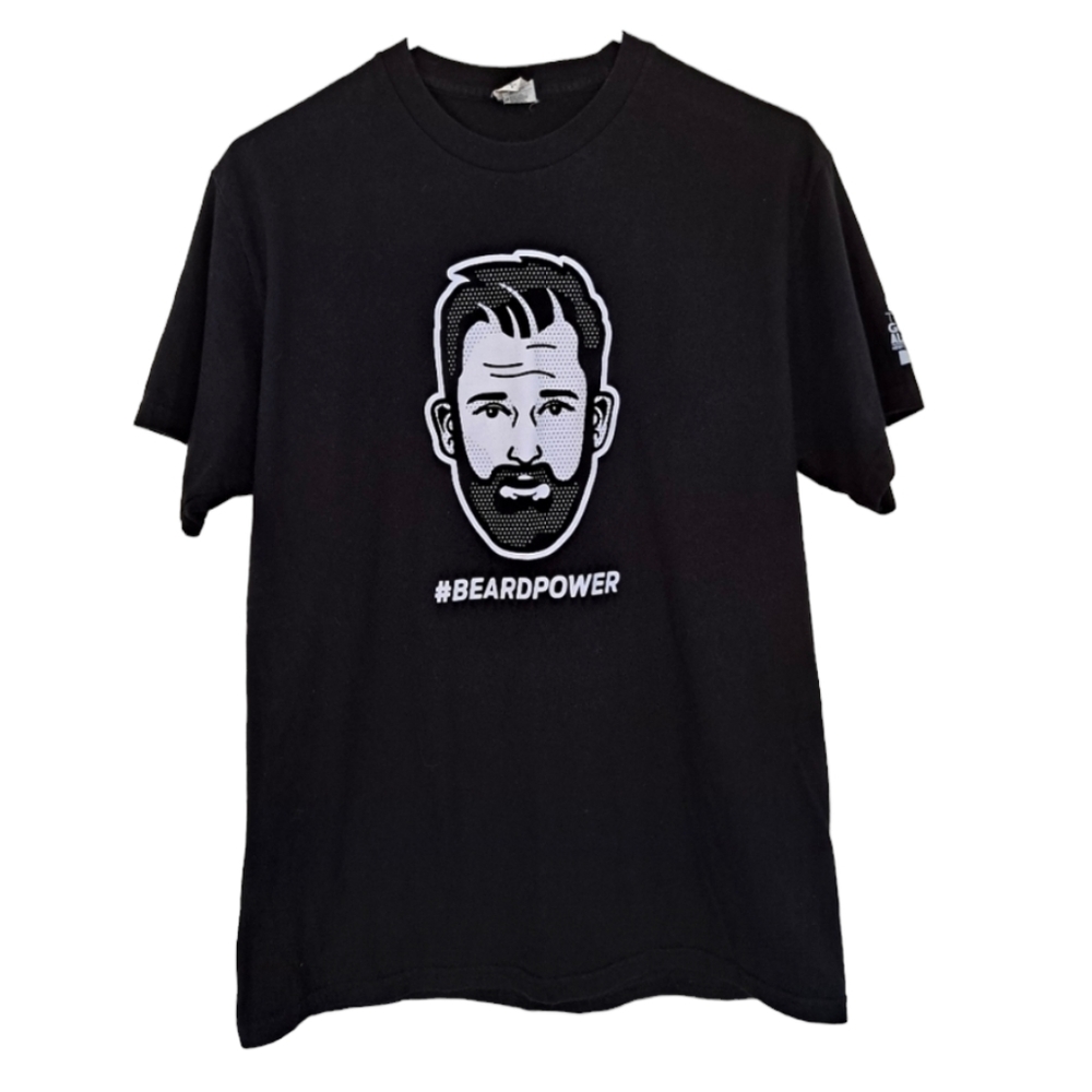 Silly beard shirt, black short sleeve t shirt. Small